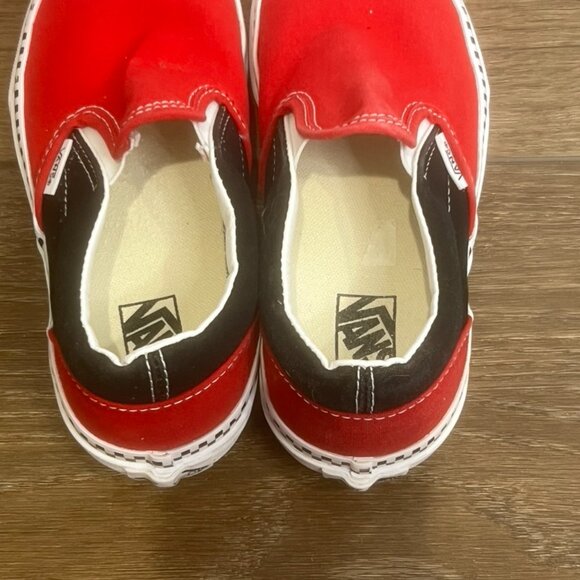 Vans Red/Black Youth Slip On Sneaker, Checkered Accent, Size 3, Canvas, Comfort - Picture 6 of 9